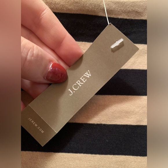 J.Crew Mariner striped jersey cropped boatneck T-shirt with feathers NWT!!! - Picture 2 of 6